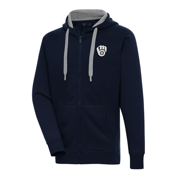 Men's Antigua Navy Milwaukee Brewers Metallic Victory Full-Zip Hoodie