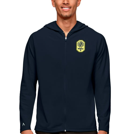 Men's Antigua Navy Nashville SC Primary Team Logo Legacy Full-Zip Hoodie
