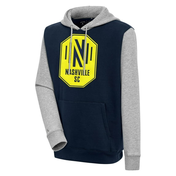 Men's Antigua Navy Nashville SC Victory Color Block Pullover Hoodie