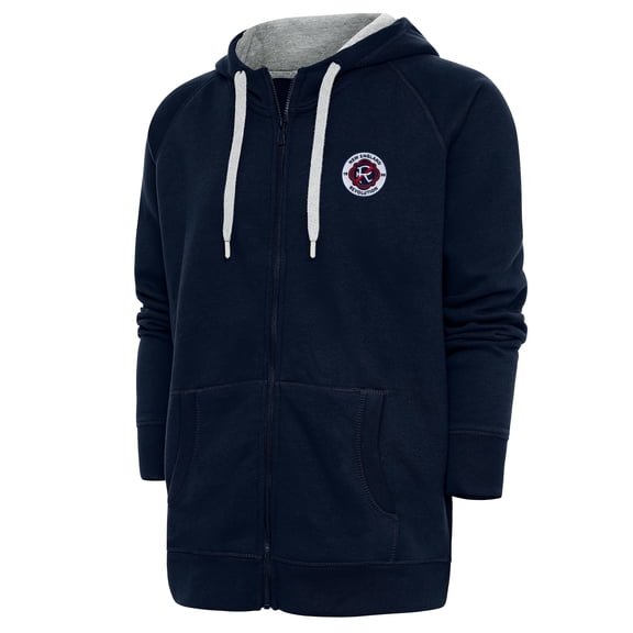 Men's Antigua Navy New England Revolution Logo Victory Full-Zip Hoodie