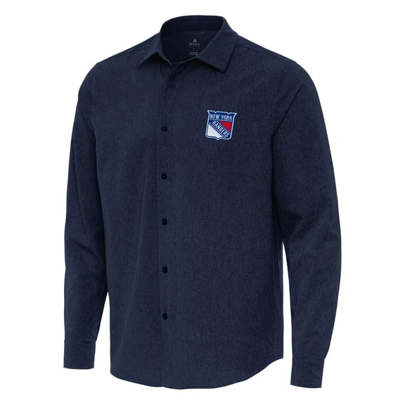 Men's Antigua Navy New York Rangers Exposure Woven Long Sleeve Button-Up Shirt