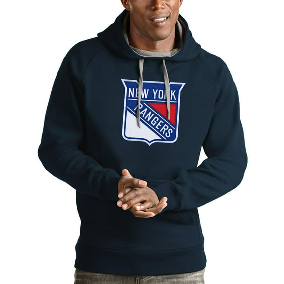 Men's Antigua Navy New York Rangers Logo Victory Pullover Hoodie