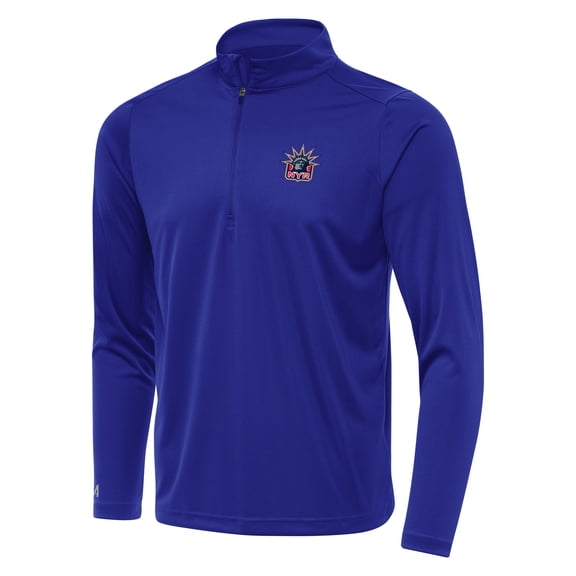 Men's Antigua Navy New York Rangers Special Edition 2.0 Tribute Quarter-Zip Pullover Top