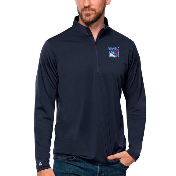 Men's Antigua Navy New York Rangers Tribute Quarter-Zip Pullover Top