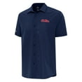 thumbnail image 1 of Men's Antigua  Navy Ole Miss Rebels Activate Woven Short Sleeve Button-Up Shirt, 1 of 1
