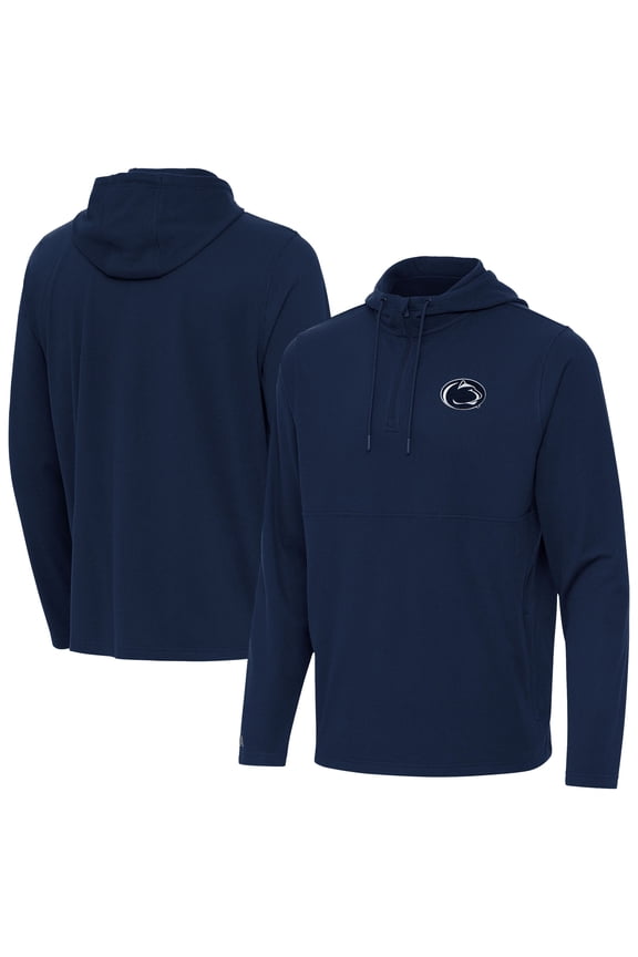 Men's Antigua Navy Penn State Nittany Lions Connected Quarter-Zip Waffle-Knit Tri-Blend Hoodie