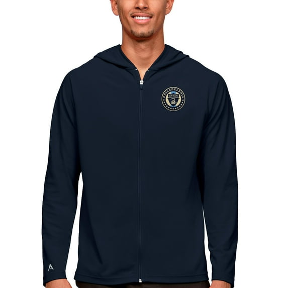 Men's Antigua Navy Philadelphia Union Primary Team Logo Legacy Full-Zip Hoodie