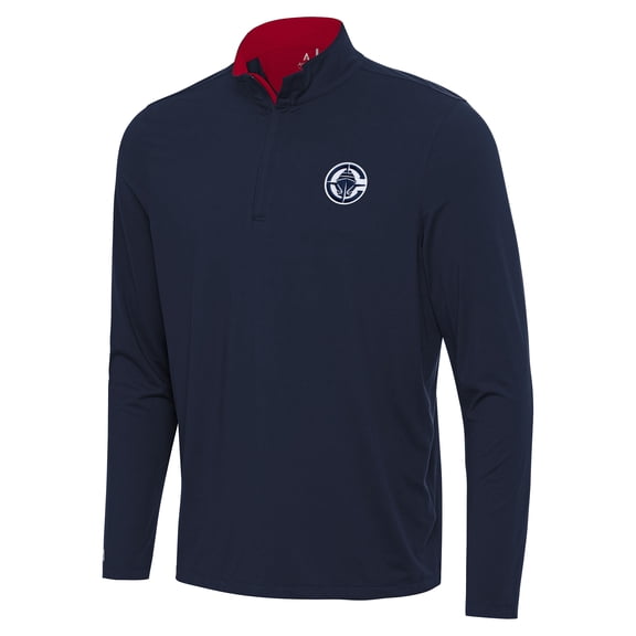 Men's Antigua Navy/Red LA Clippers Content Quarter-Zip Top