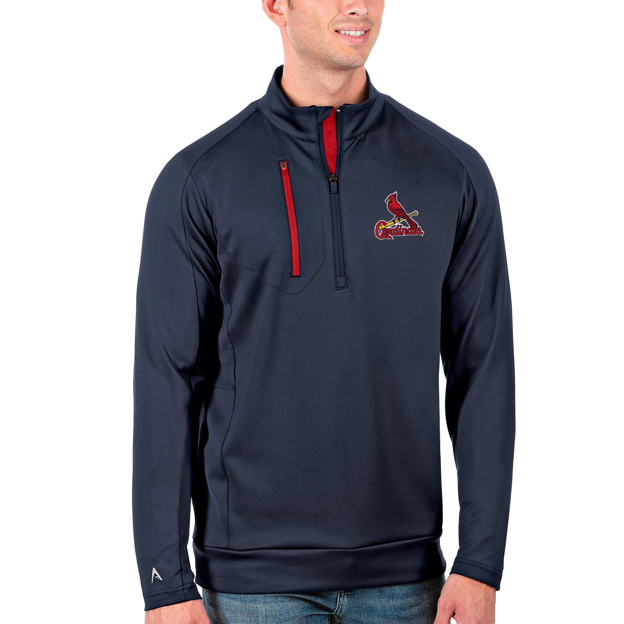 Men's Antigua Navy/Red St. Louis Cardinals Generation Quarter-Zip Pullover Jacket - image 1 of 1