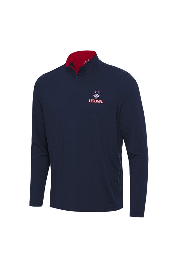 Men's Antigua Navy/Red UConn Huskies Content Quarter-Zip Pullover Top
