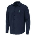 thumbnail image 1 of Men's Antigua Navy Seattle Mariners Exposure Long Sleeve Button-Up Shirt, 1 of 1