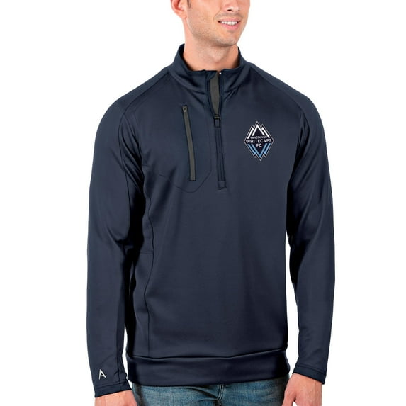 Men's Antigua Navy/Silver Vancouver Whitecaps FC Generation Quarter-Zip Pullover Jacket