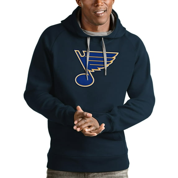 Men's Antigua Navy St. Louis Blues Logo Victory Pullover Hoodie