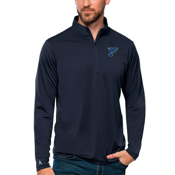 Men's Antigua Navy St. Louis Blues Tribute Quarter-Zip Pullover Top
