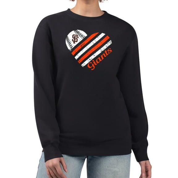 Women's G-III 4Her by Carl Banks Black San Francisco Giants Heart Logo Fleece Pullover Sweatshirt