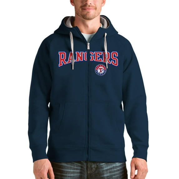 Men's Antigua Navy Texas Rangers Team Logo Victory Full-Zip Hoodie