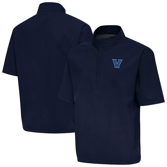 Men's Antigua Navy Villanova Wildcats Brisk Short Sleeve Quarter-Zip Windshirt