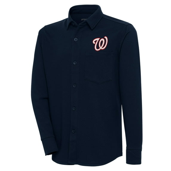 Men's Antigua Navy Washington Nationals Steamer Button-Up Shacket