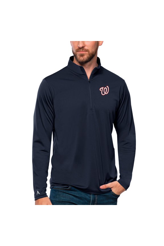 Men's Antigua Navy Washington Nationals Tribute Quarter-Zip Pullover Top
