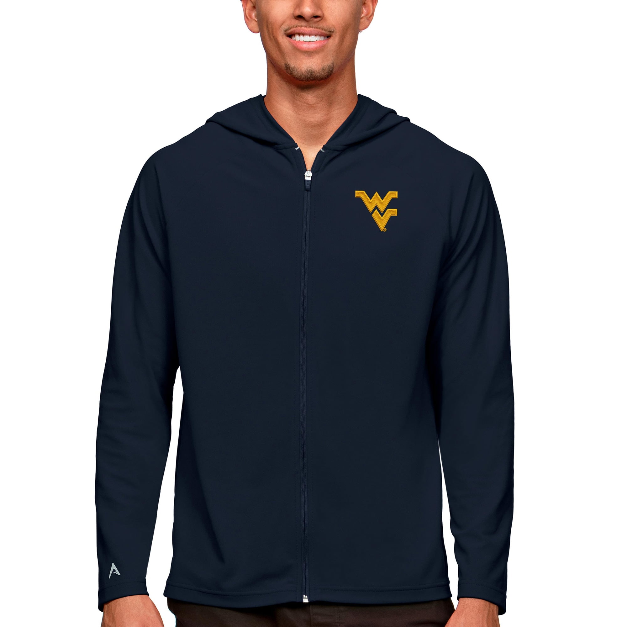 West Virginia University Official Unisex Hoodie - Distressed Primary Logo, Navy, 2X-Large, 50/50 Cotton Blend