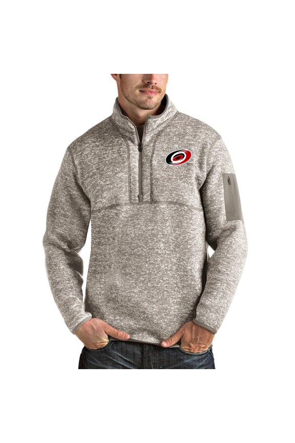 Men's Antigua Oatmeal Carolina Hurricanes Fortune Half-Zip Pullover Jacket