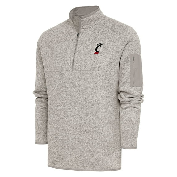 Men's Antigua Oatmeal Cincinnati Bearcats Fortune Quarter-Zip Pullover Jacket