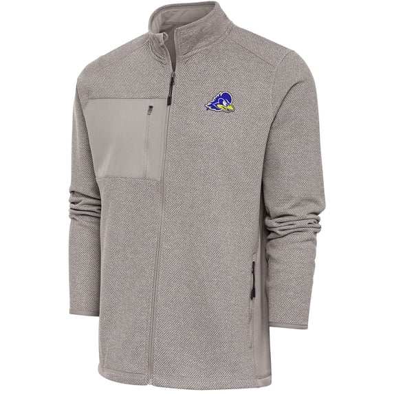 Men's Antigua Oatmeal Delaware Fightin' Blue Hens Course Full-Zip Jacket