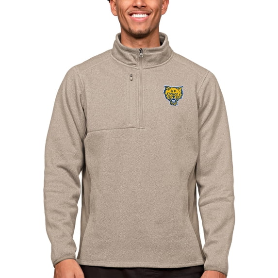 Men's Antigua Oatmeal Fort Valley State Wildcats Course Quarter-Zip Pullover Top