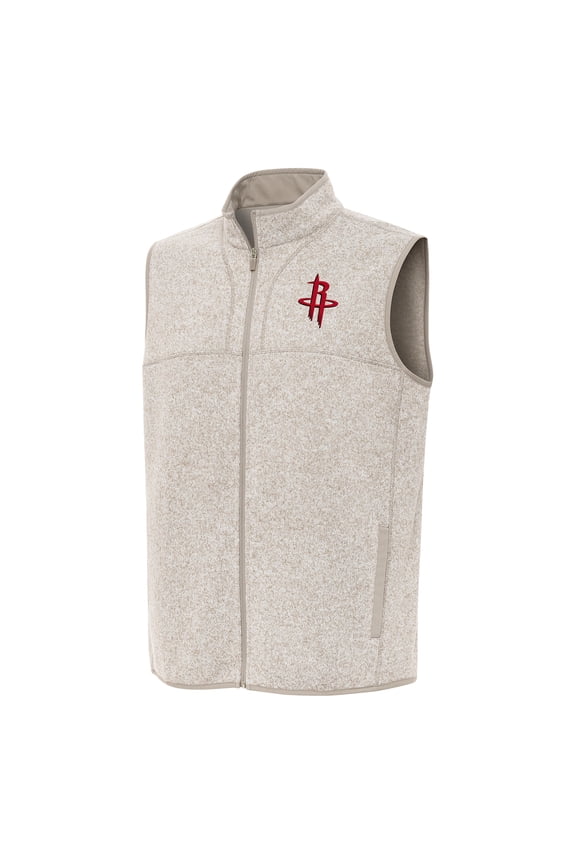 Men's Antigua Oatmeal Houston Rockets Fortune Full-Zip Vest