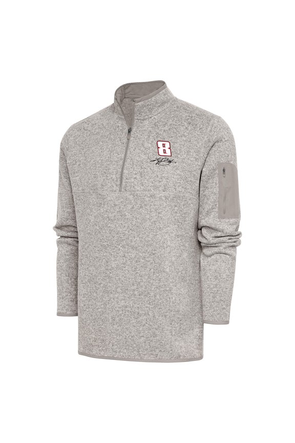 Men's Antigua Oatmeal Kyle Busch Fortune Quarter-Zip Pullover Jacket