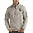 thumbnail image 1 of Men's Antigua Oatmeal Las Vegas Raiders Fortune Quarter-Zip Pullover Jacket, 1 of 1