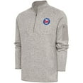 thumbnail image 1 of Men's Antigua  Oatmeal Long Island Nets Fortune Quarter-Zip Pullover Jacket, 1 of 1