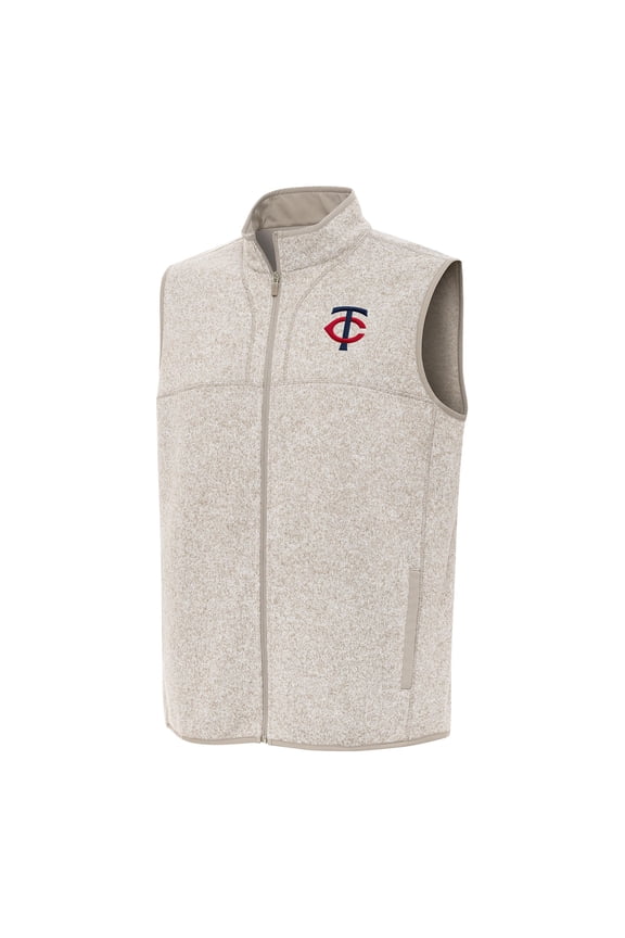 Men's Antigua Oatmeal Minnesota Twins Fortune Full-Zip Vest