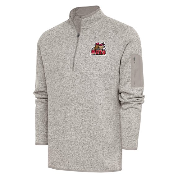Men's Antigua Oatmeal Modesto Nuts Fortune Quarter-Zip Pullover Jacket