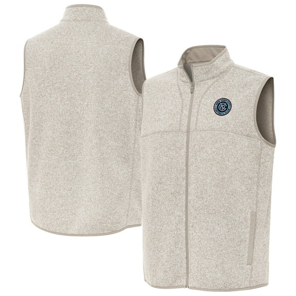 Men's-Antigua  Oatmeal New York City FC Fortune Full-Zip Vest