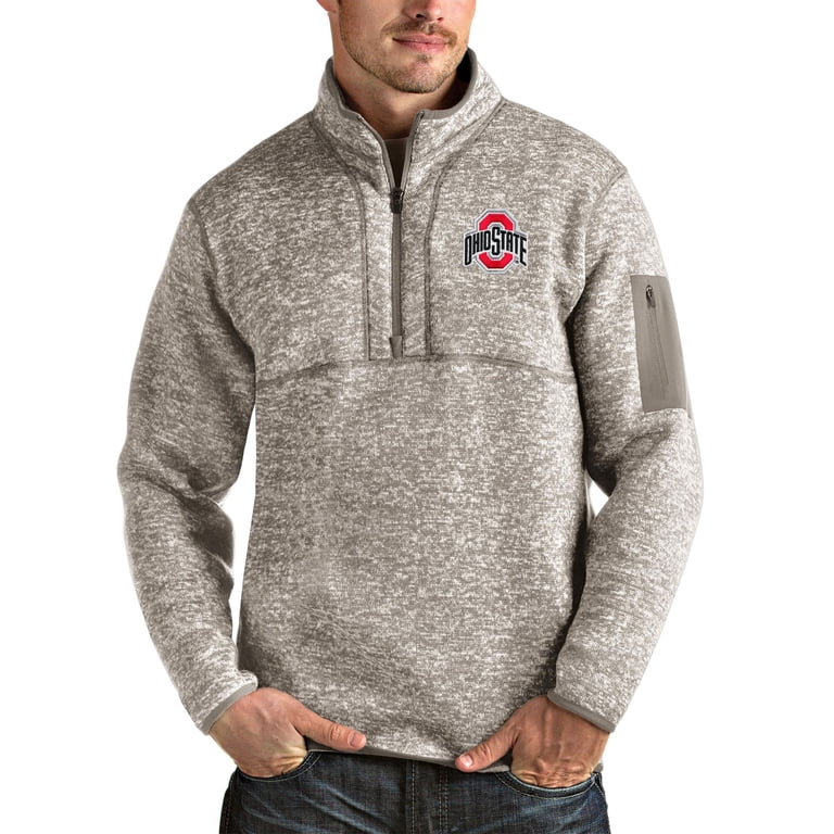 Men's Antigua Oatmeal Ohio State Buckeyes Fortune Half-Zip
