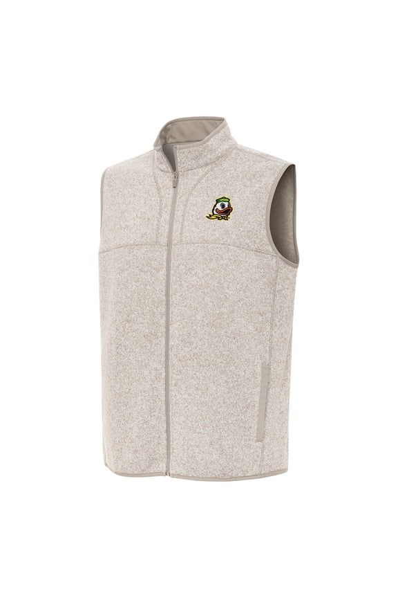 Men's Antigua Oatmeal Oregon Ducks Fortune Full-Zip Vest