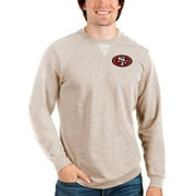 Men's Antigua Oatmeal San Francisco 49ers Reward Crewneck Pullover Sweatshirt