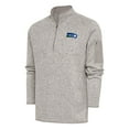 thumbnail image 1 of Men's Antigua Oatmeal Seattle Seahawks Throwback Fortune Quarter-Zip Pullover Jacket, 1 of 1