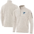 thumbnail image 1 of Men's Antigua Oatmeal St. Louis Blues Fortune Quarter-Zip Pullover Jacket, 1 of 3