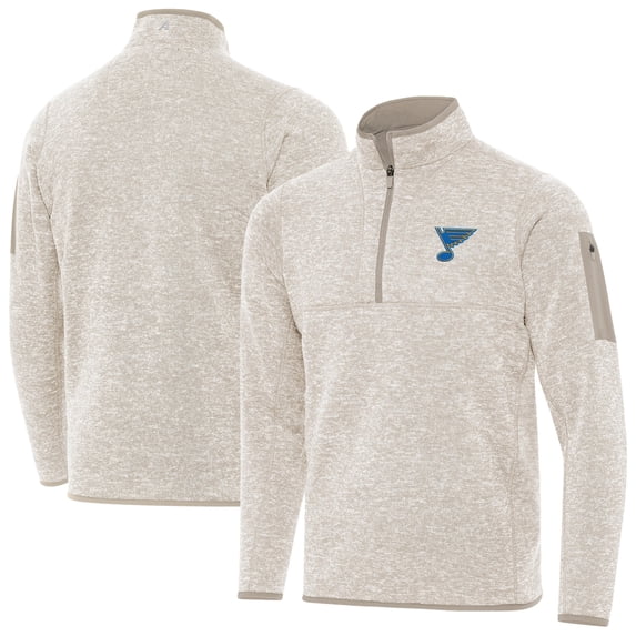Men's Antigua Oatmeal St. Louis Blues Fortune Quarter-Zip Pullover Jacket