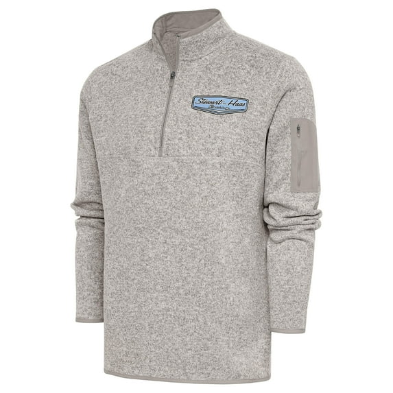 Men's Antigua Oatmeal Stewart-Haas Racing Fortune Quarter-Zip Pullover Jacket