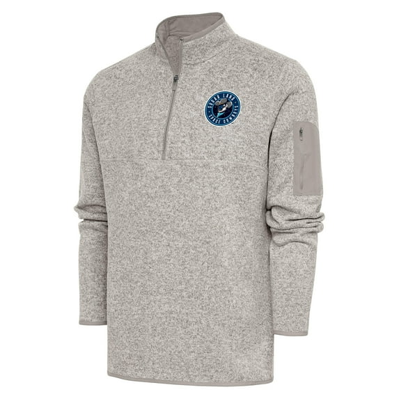 Men's Antigua Oatmeal Sugar Land Space Cowboys Fortune Quarter-Zip Pullover Jacket