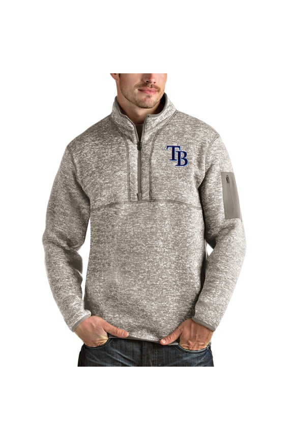 Men's Antigua Oatmeal Tampa Bay Rays Fortune Quarter-Zip Pullover Jacket