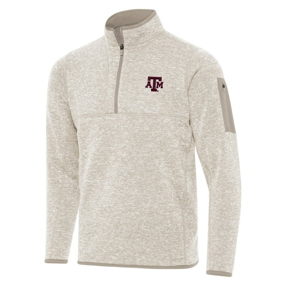Men's Antigua Oatmeal Texas A&M Aggies Fortune Half-Zip Pullover Jacket