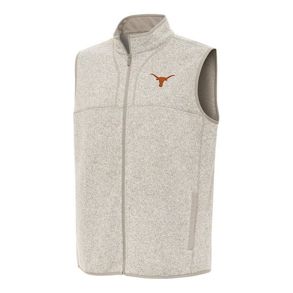 Men's Antigua Oatmeal Texas Longhorns Fortune Full-Zip Vest