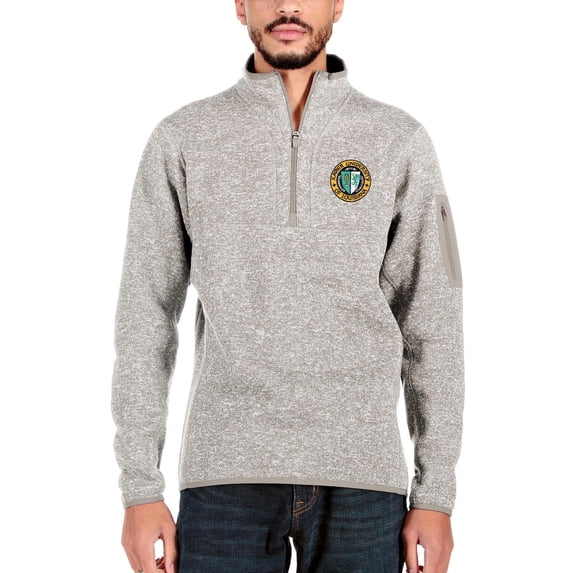 Men's Antigua Oatmeal XULA Gold Fortune Quarter-Zip Pullover Jacket