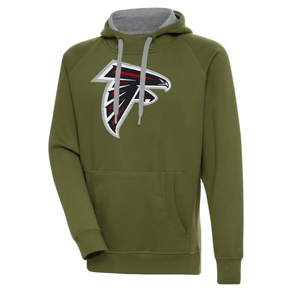 Men's Antigua Olive Atlanta Falcons Primary Logo Victory Pullover Hoodie
