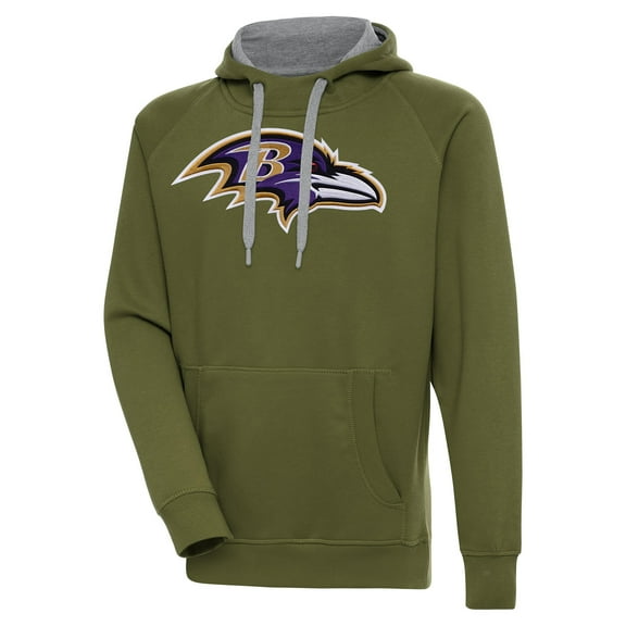 Men's Antigua  Olive Baltimore Ravens Primary Logo Victory Pullover Hoodie