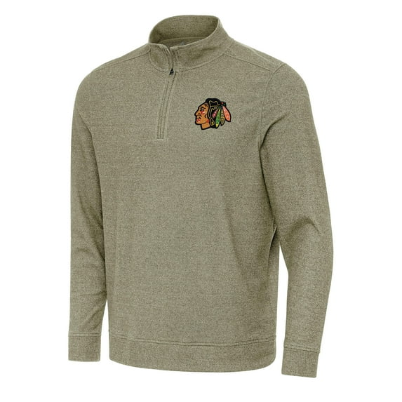 Men's Antigua Olive Chicago Blackhawks Subtle Quarter-Zip Sweatshirt